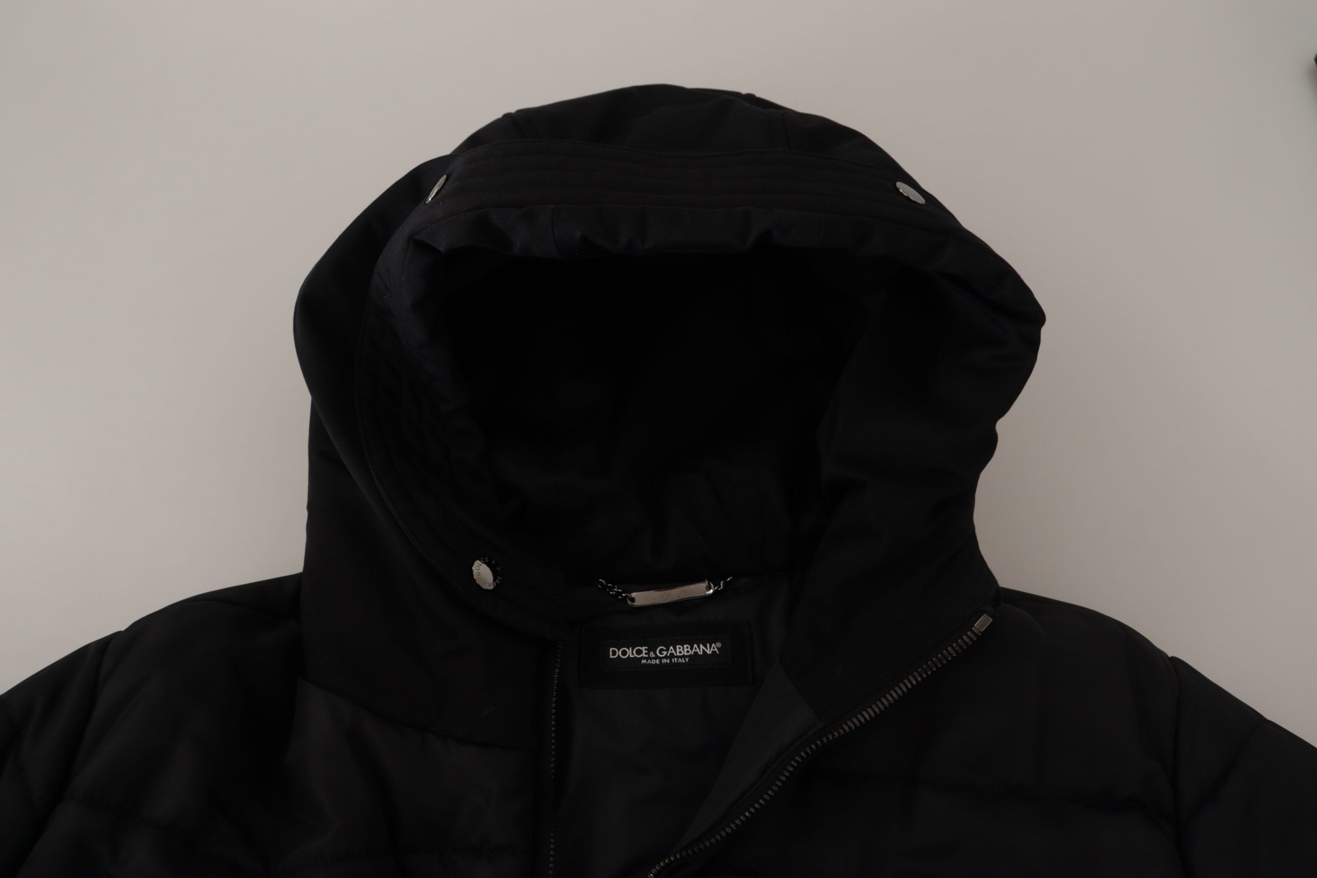 Dolce & Gabbana Schwarzer Kapuzenparka aus Nylon Winterjacke