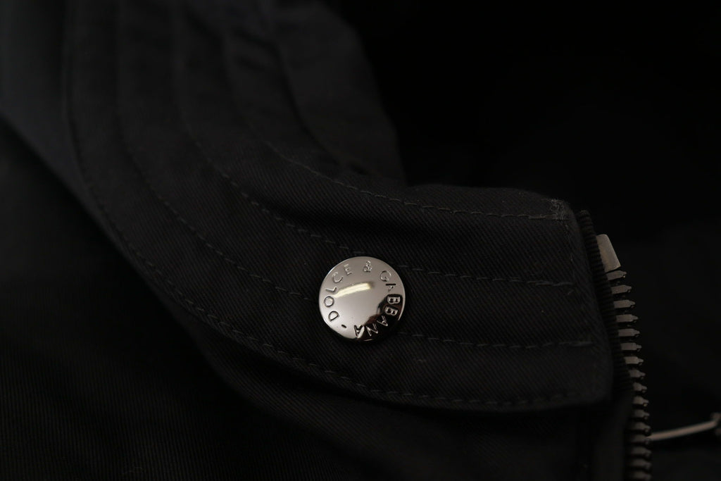Dolce & Gabbana Schwarzer Kapuzenparka aus Nylon Winterjacke
