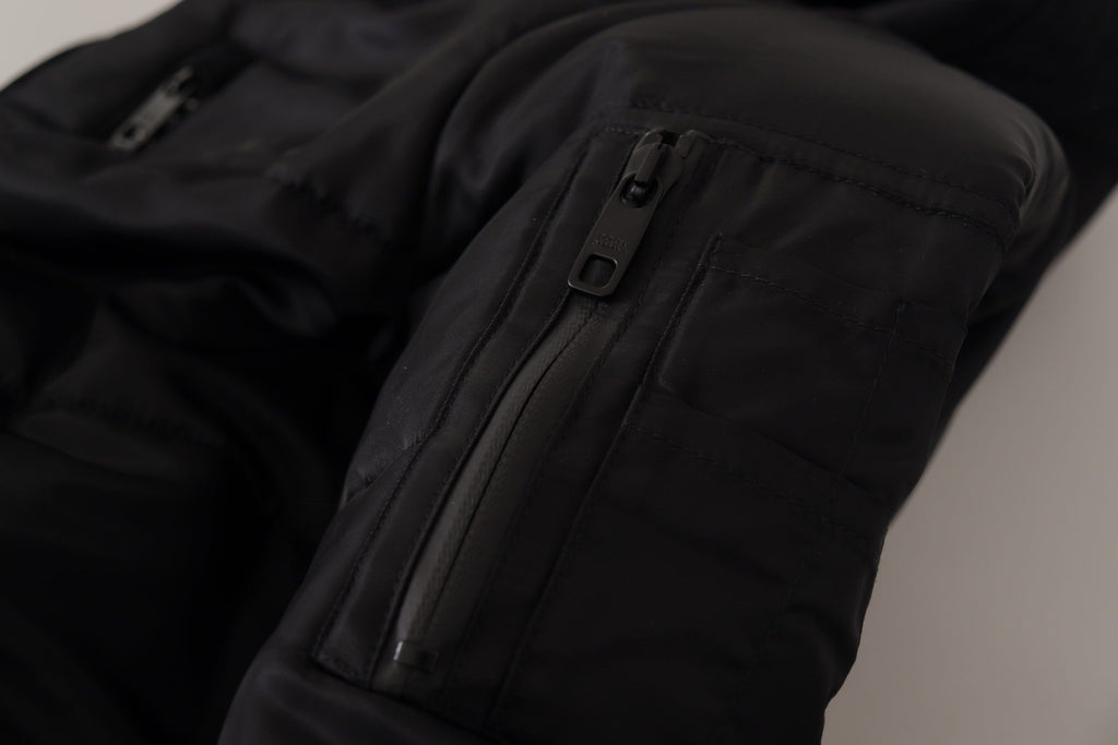 Dolce & Gabbana Schwarzer Kapuzenparka aus Nylon Winterjacke