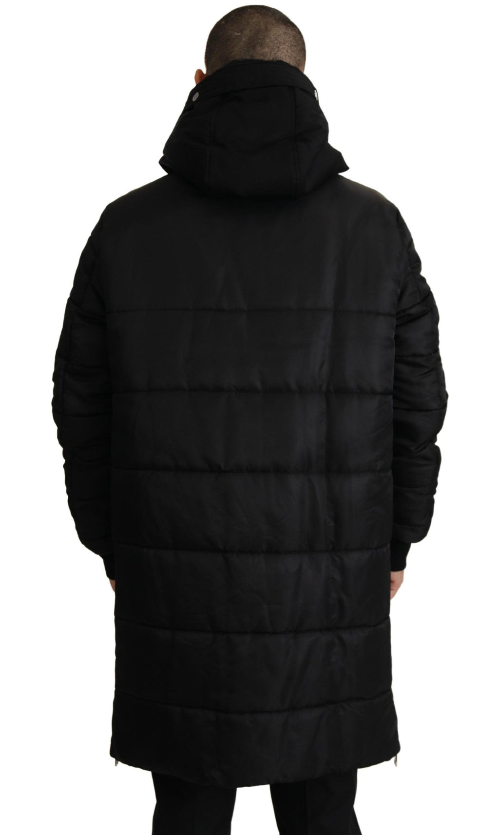 Dolce & Gabbana Schwarzer Nylon-Parka-Mantel mit Kapuze Winterjacke