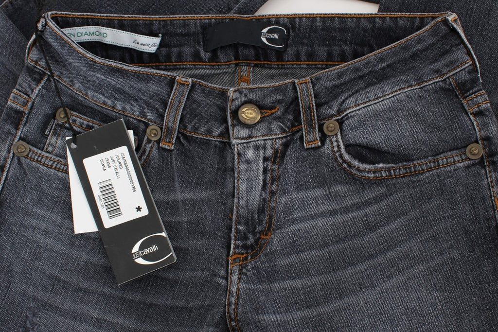 Cavalli Blaue Waschung Baumwollmischung Slim Fit Jeans