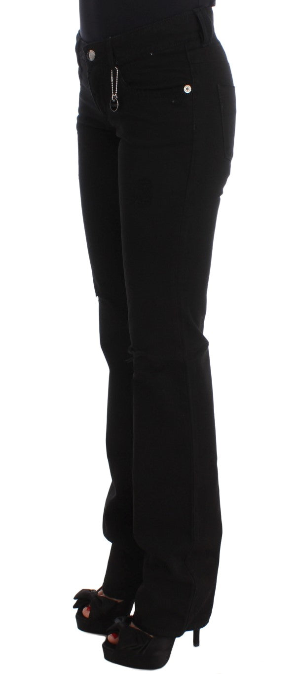 Costume National Schwarze Slim Fit Bootcut-Jeans aus Baumwolle