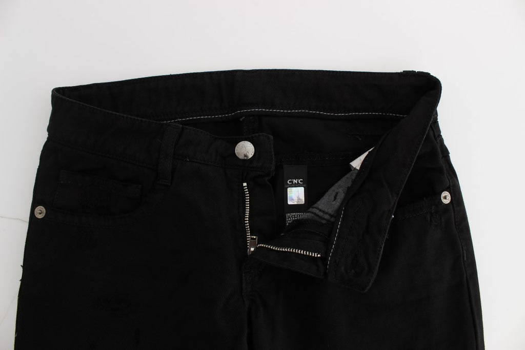 Costume National Schwarze Slim Fit Bootcut-Jeans aus Baumwolle