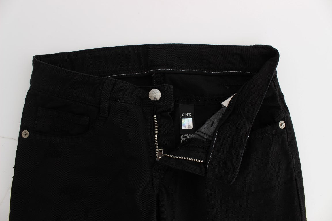 Costume National Schwarze Slim Fit Bootcut-Jeans aus Baumwolle