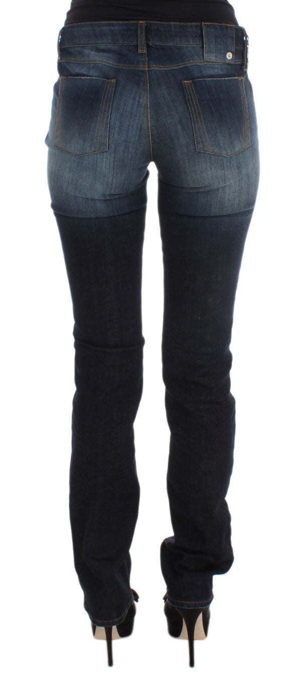 Costume National Blaue Slim Fit Bootcut-Jeans aus Baumwolle