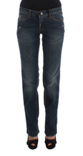 Costume National Blaue Bootcut-Jeans aus Baumwollmischung