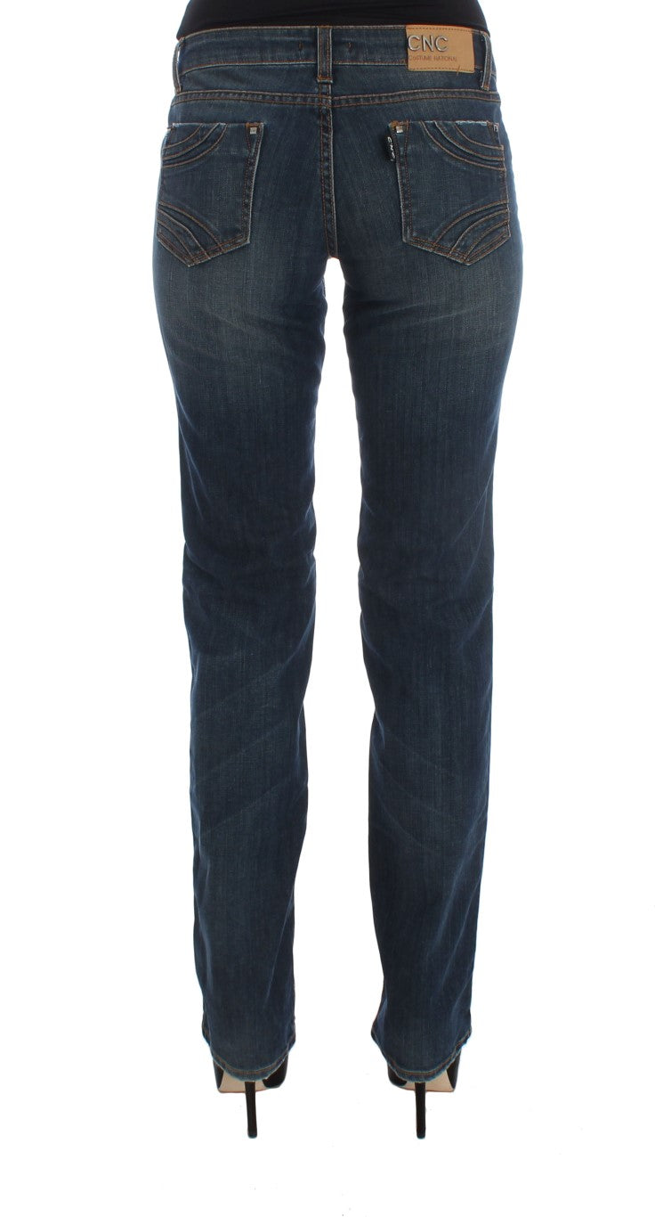 Costume National Blaue Bootcut-Jeans aus Baumwollmischung
