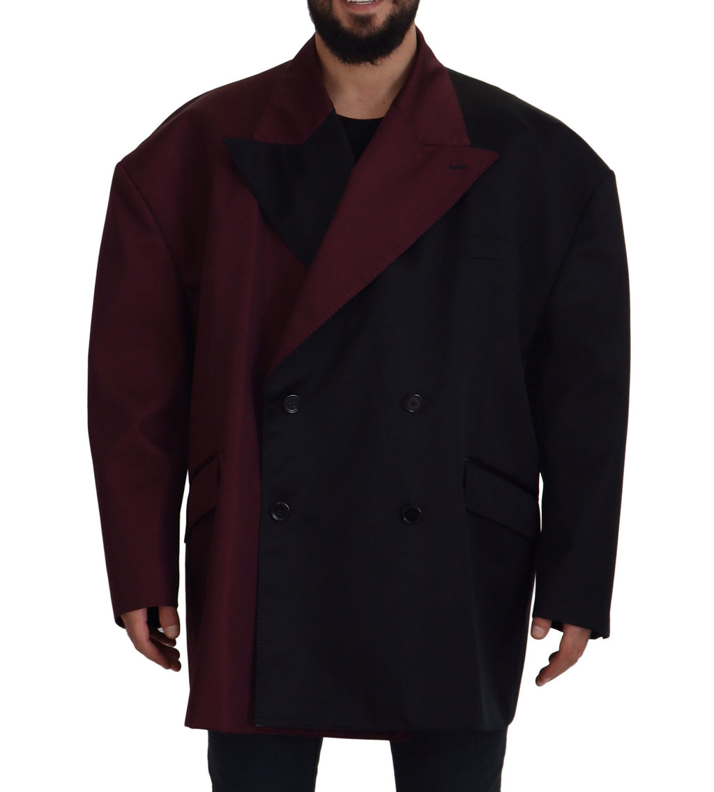 Dolce & Gabbana Bordeauxrote doppelreihige Jacke aus Polyester