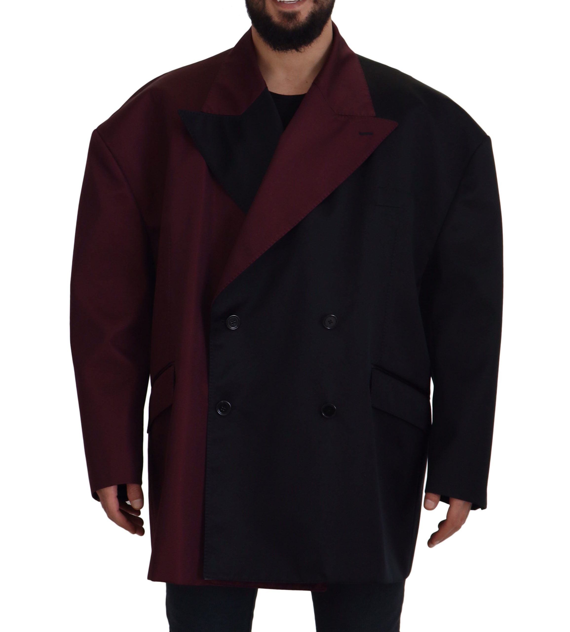 Dolce & Gabbana Bordeauxrote doppelreihige Jacke aus Polyester
