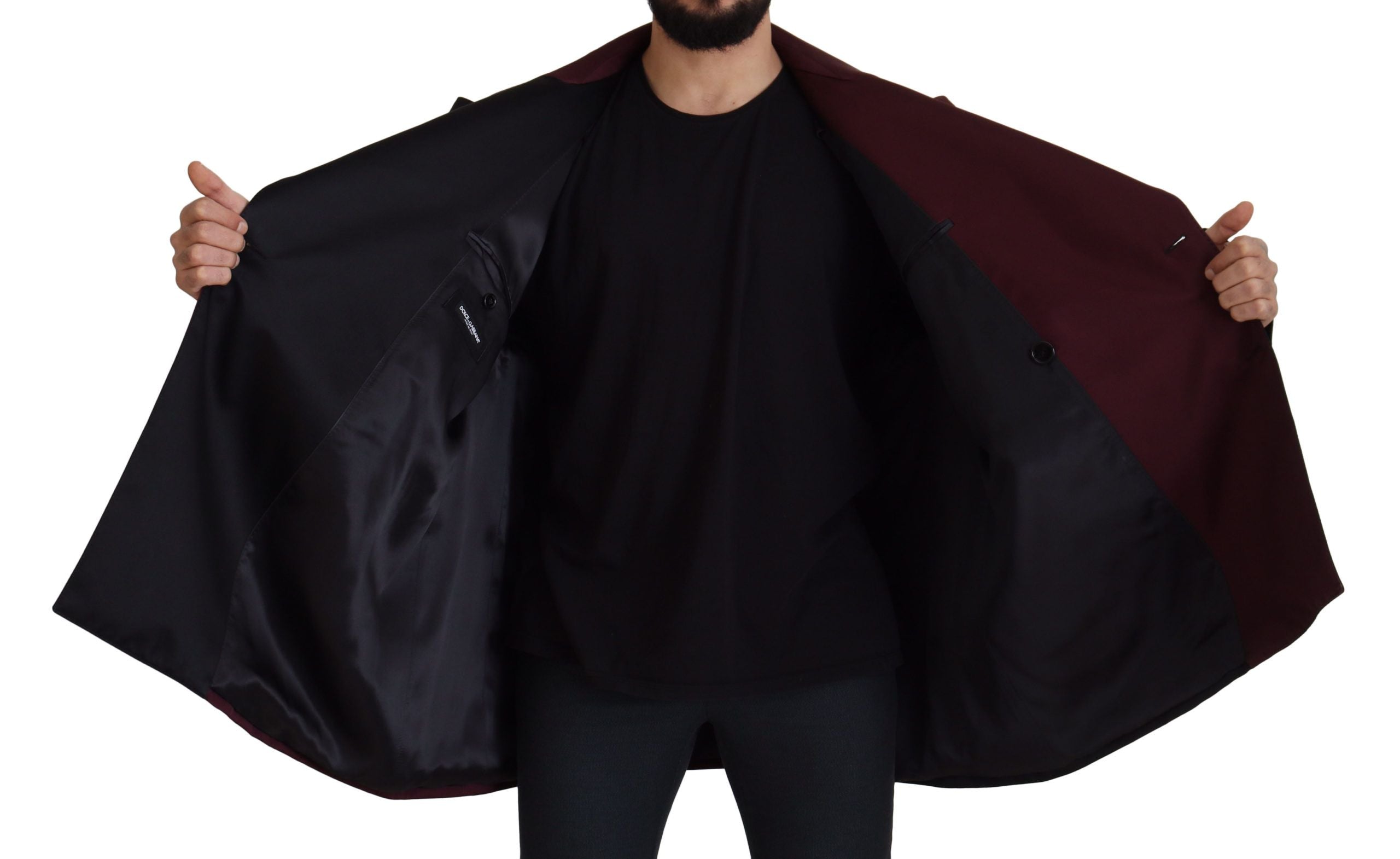 Dolce & Gabbana Bordeauxrote doppelreihige Jacke aus Polyester