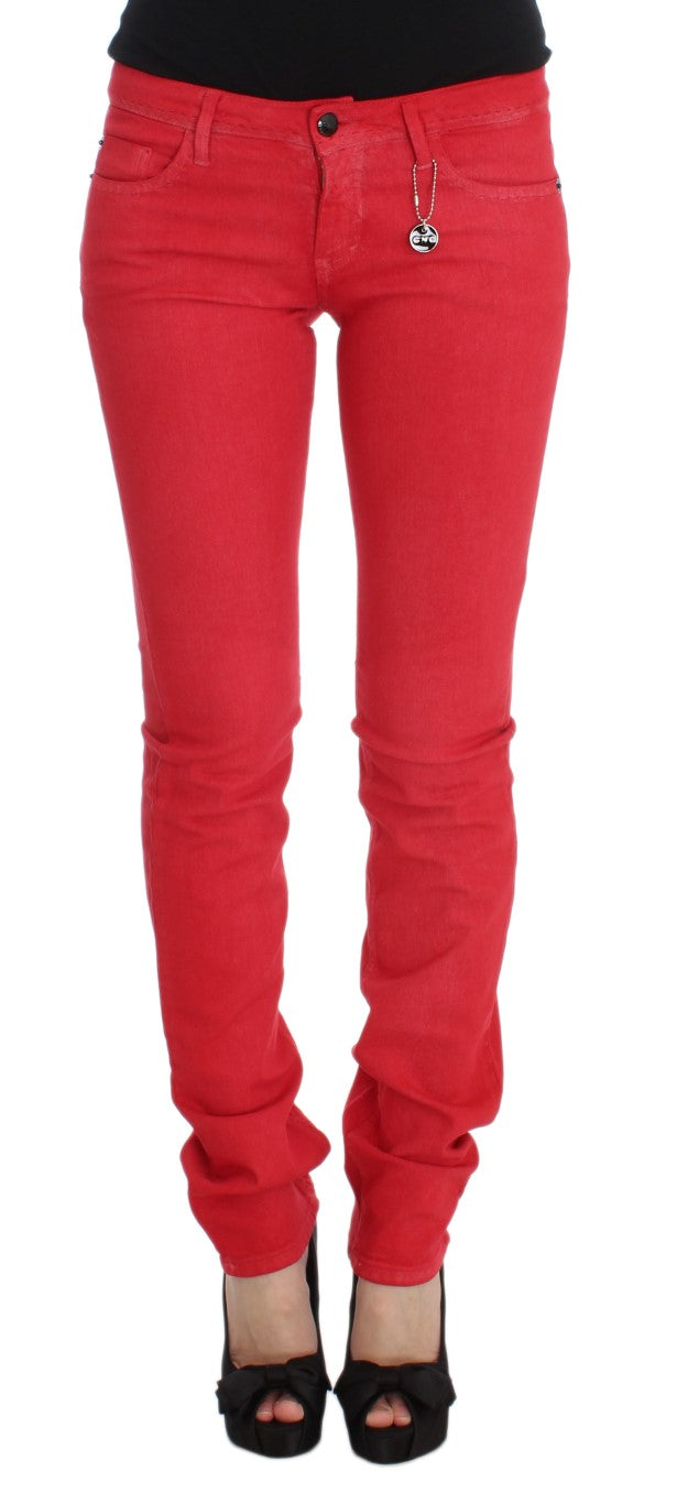 Costume National Rote Baumwollmischung Super Slim Fit Jeans