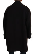 Dolce & Gabbana Schwarzer Alpaka Trenchcoat mit Knöpfen