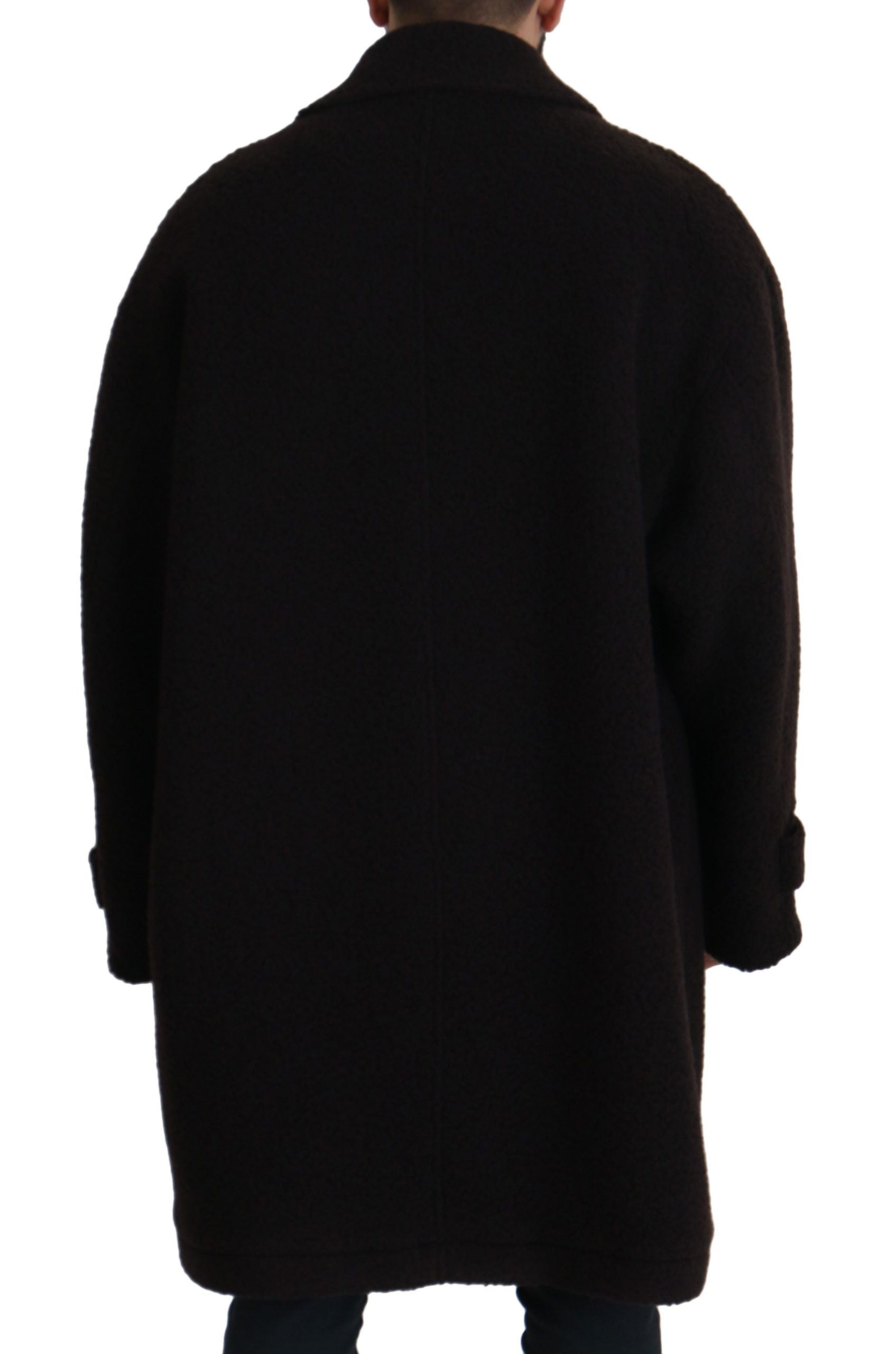 Dolce & Gabbana Schwarzer Alpaka Trenchcoat mit Knöpfen