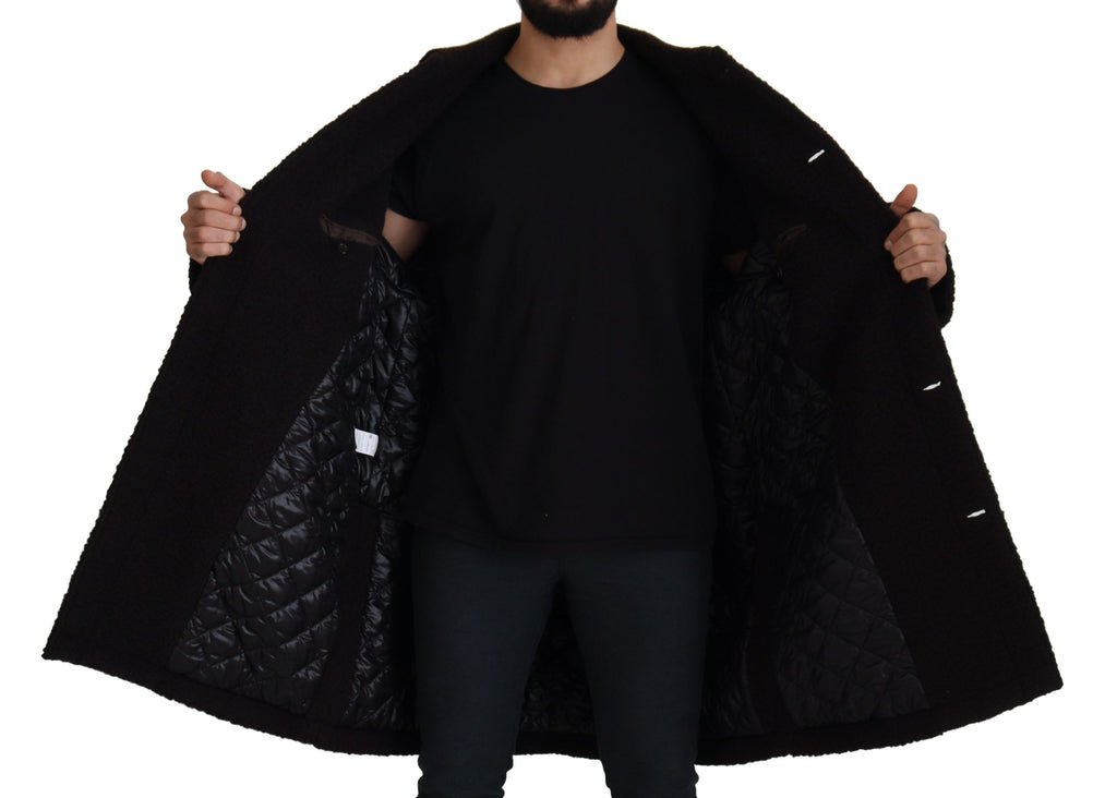Dolce & Gabbana Schwarzer Alpaka Trenchcoat mit Knöpfen