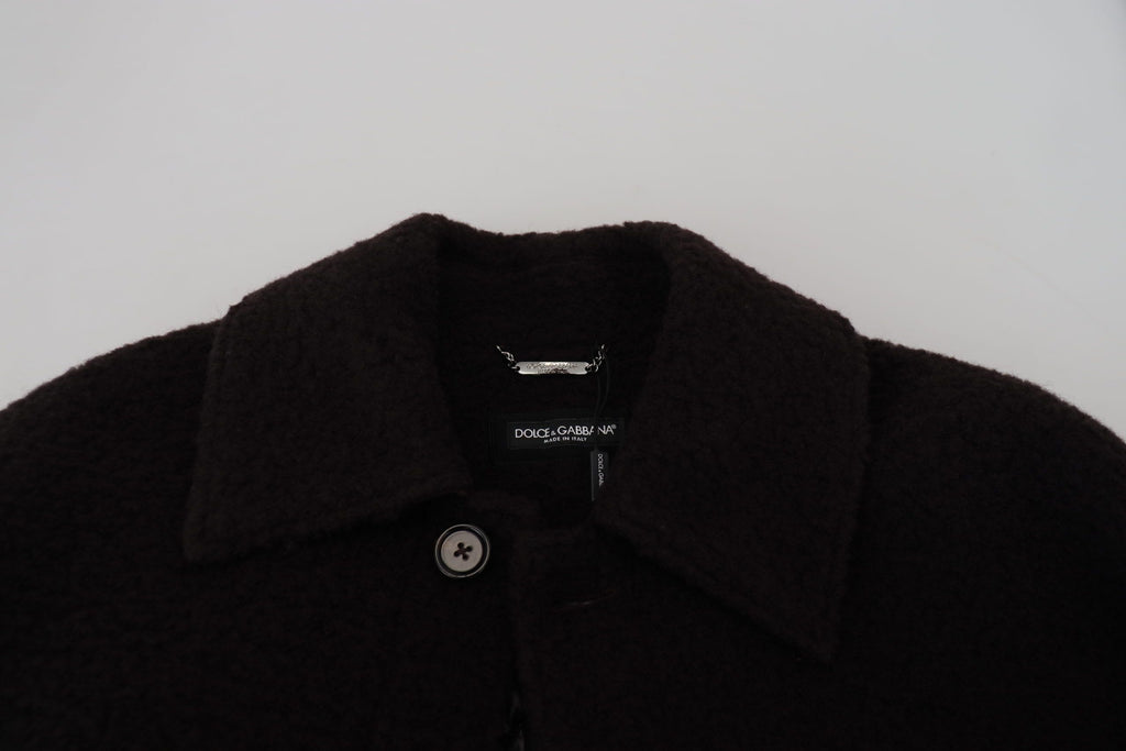Dolce & Gabbana Schwarzer Alpaka Trenchcoat mit Knöpfen