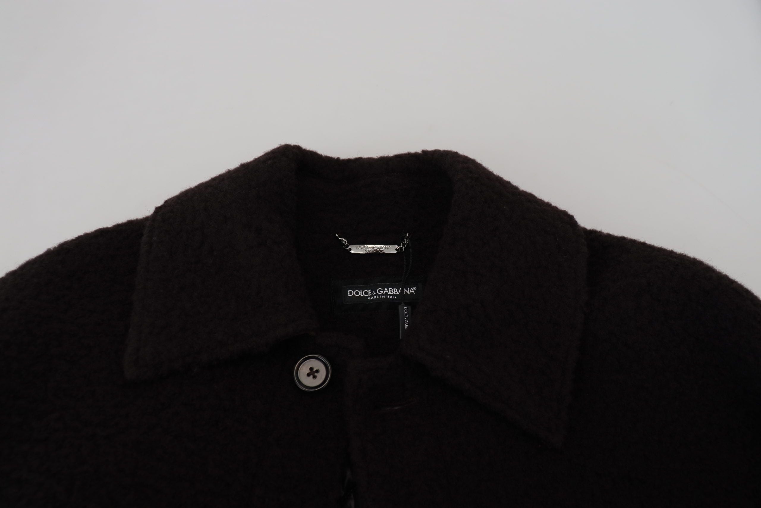 Dolce & Gabbana Schwarzer Alpaka Trenchcoat mit Knöpfen
