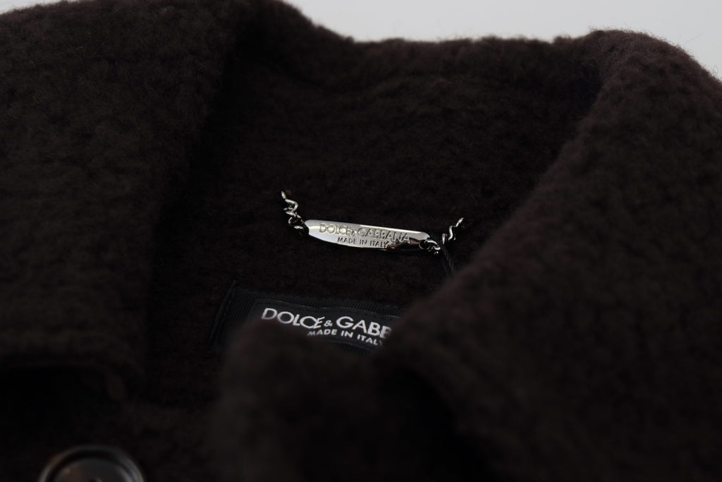 Dolce & Gabbana Schwarzer Alpaka Trenchcoat mit Knöpfen