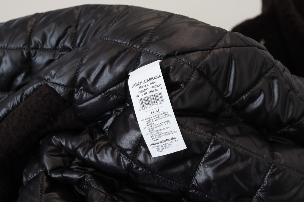 Dolce & Gabbana Schwarzer Alpaka Trenchcoat mit Knöpfen