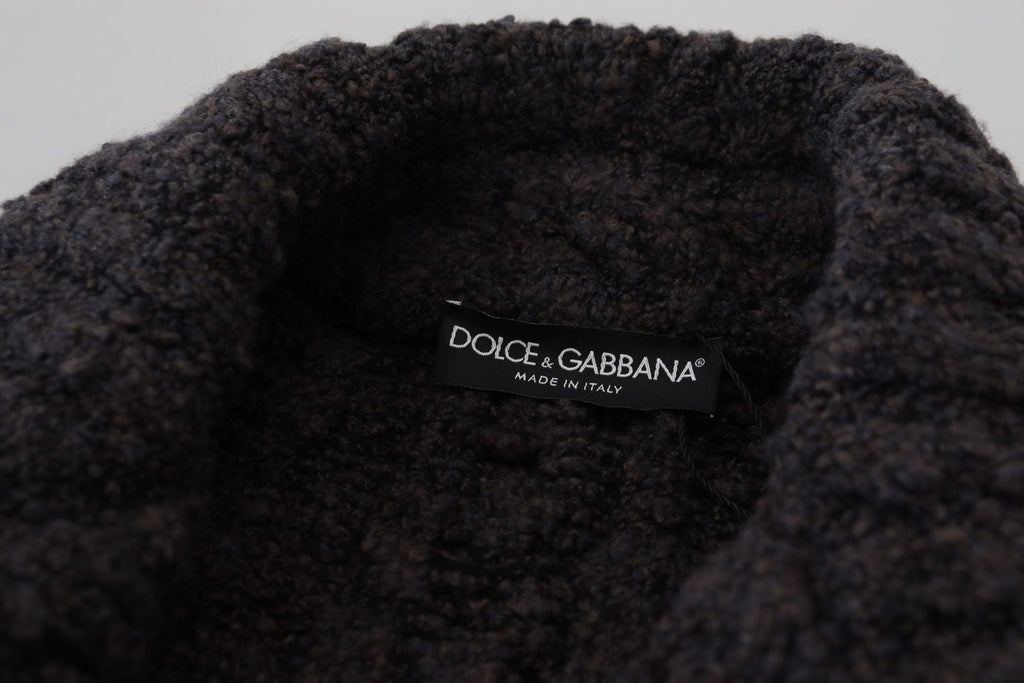 Dolce & Gabbana Schwarzer Wollstrickmantel Jacke mit zwei Brüsten