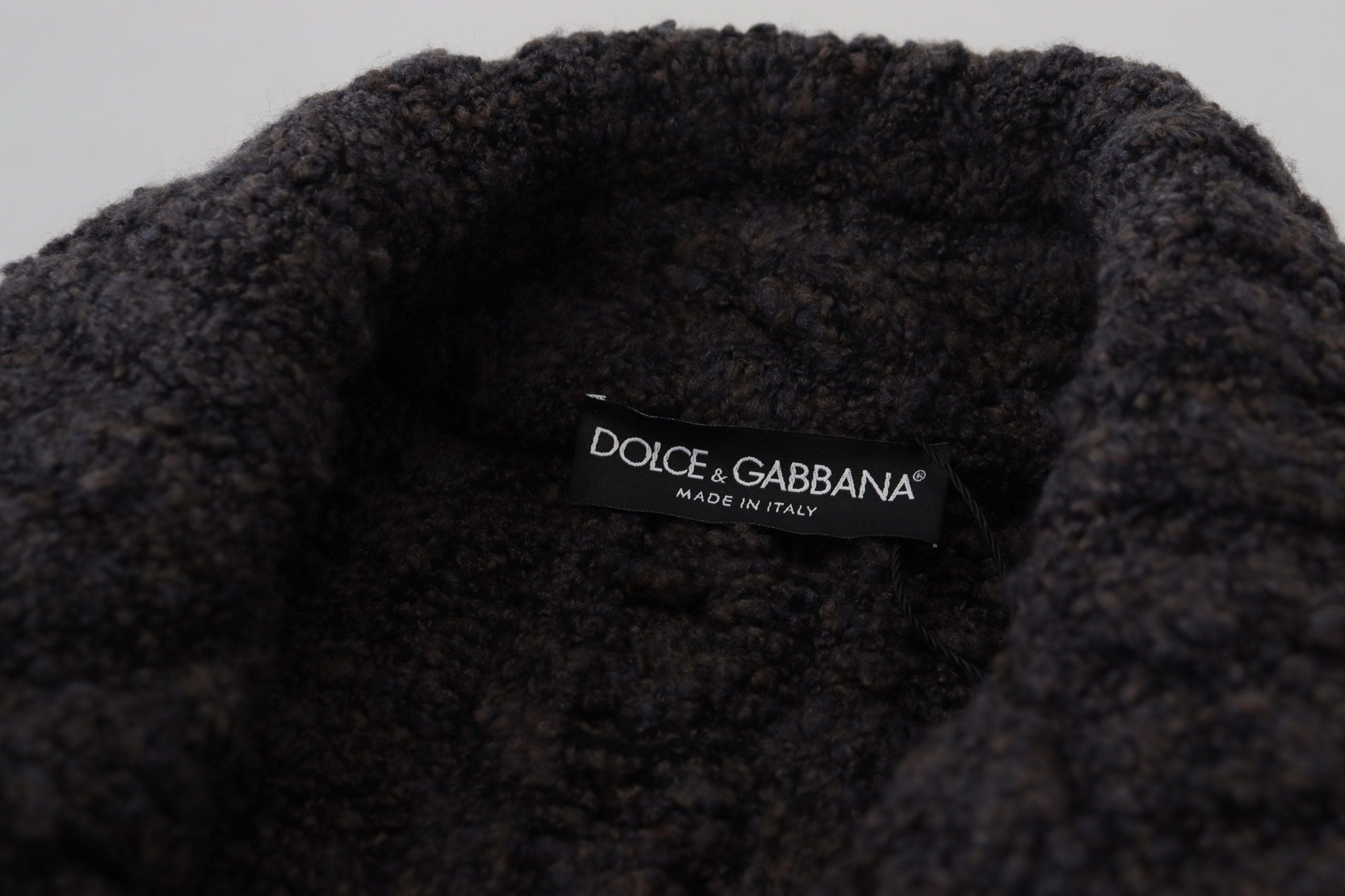 Dolce & Gabbana Schwarzer Wollstrickmantel Jacke mit zwei Brüsten