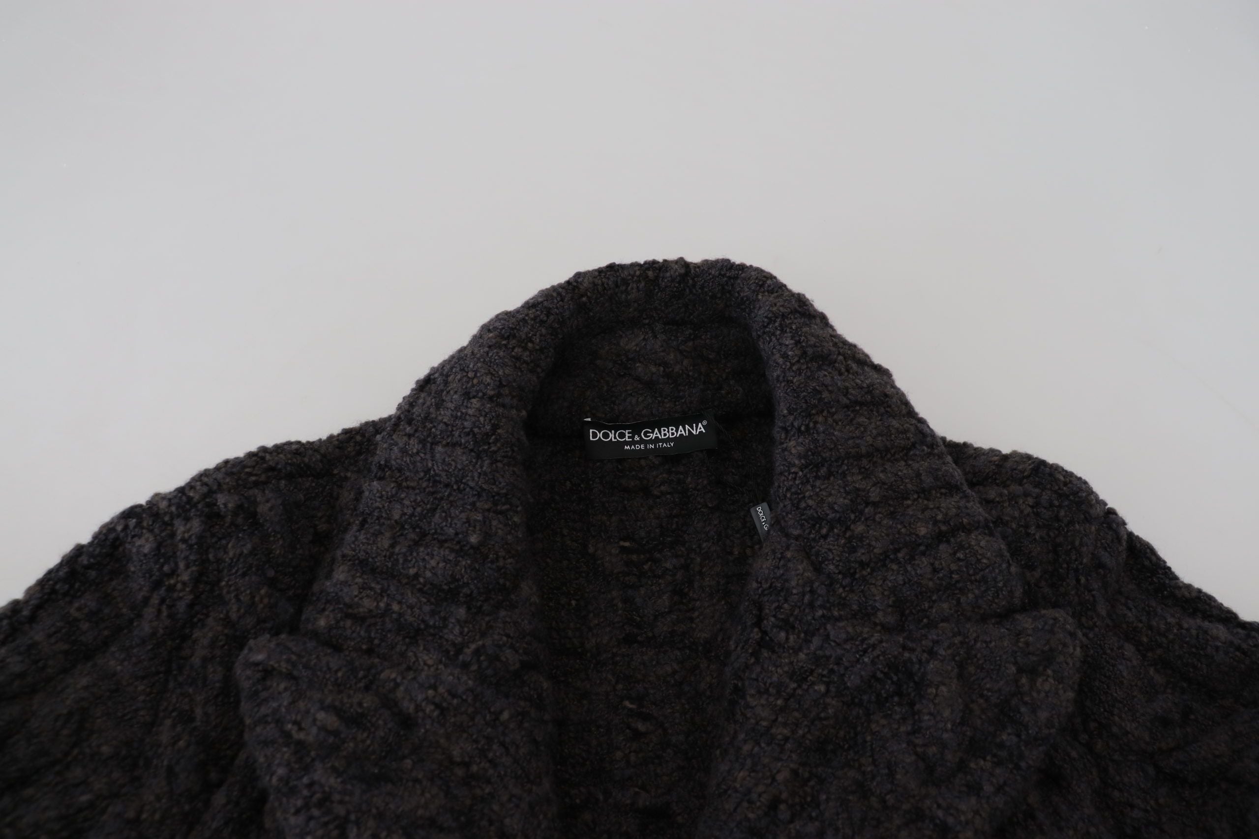 Dolce & Gabbana Schwarzer Wollstrickmantel Jacke mit zwei Brüsten