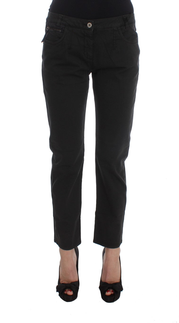 Costume National Schwarze Baumwoll-Capri-Cropped-Denim-Jeans