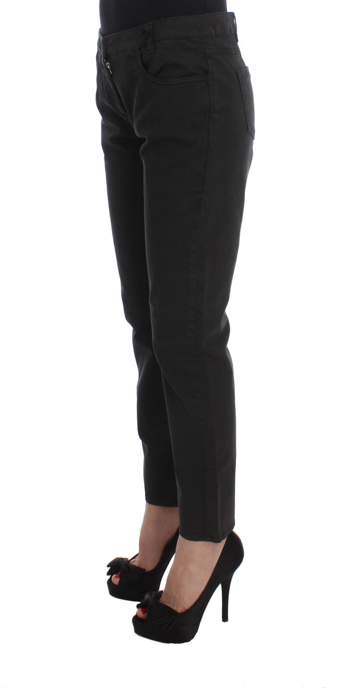 Costume National Schwarze Baumwoll-Capri-Cropped-Denim-Jeans
