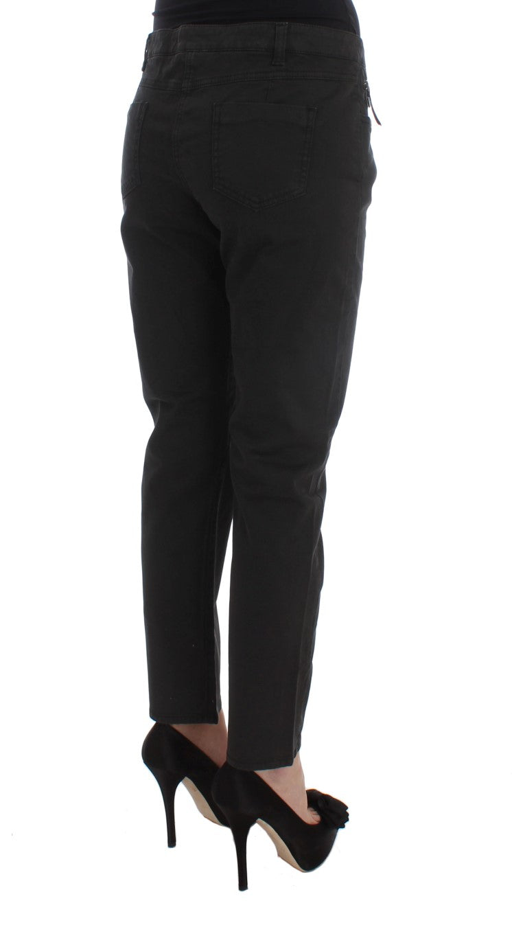 Costume National Schwarze Baumwoll-Capri-Cropped-Denim-Jeans