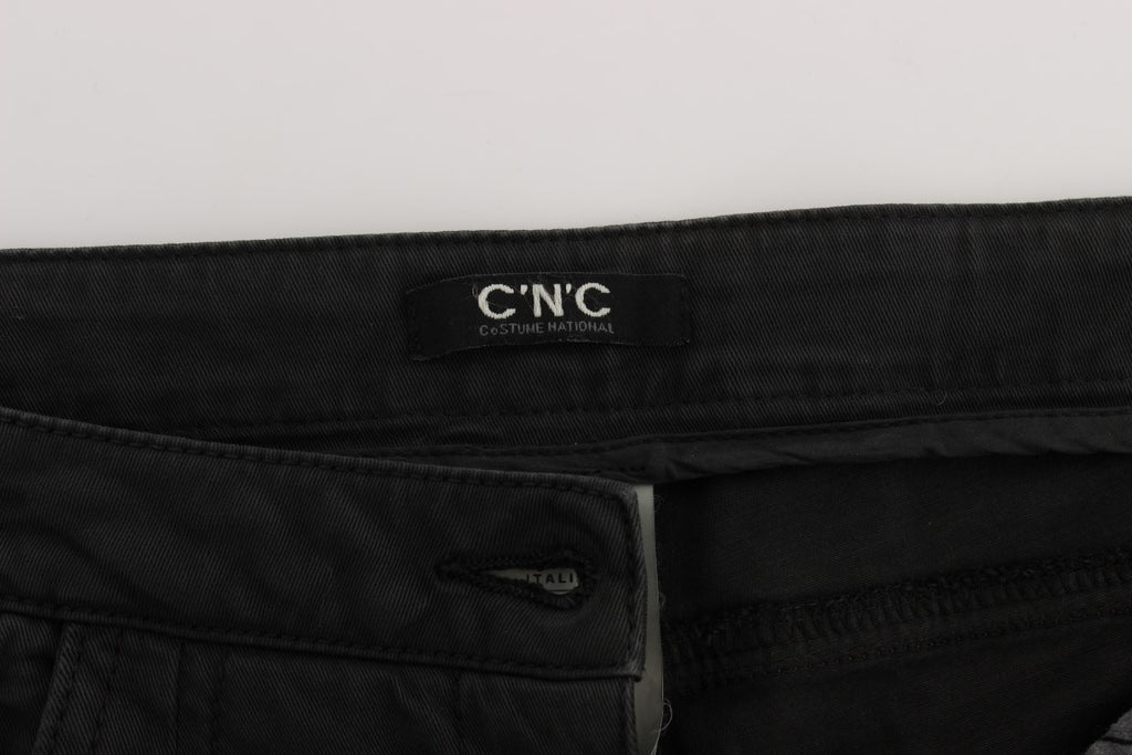 Costume National Schwarze Baumwoll-Capri-Cropped-Denim-Jeans