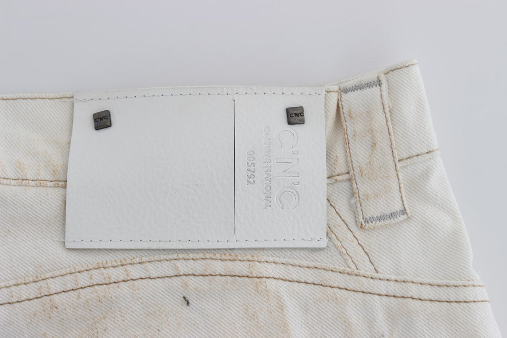 Costume National Weiße Slim Fit Bootcut Jeans aus Baumwolle