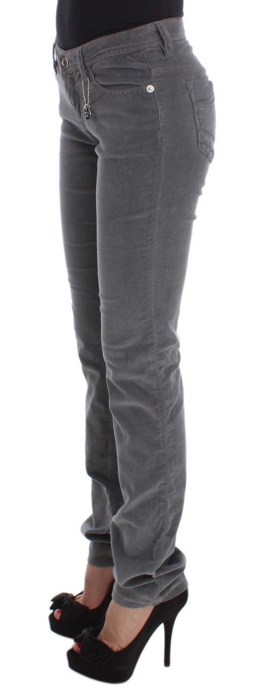 Costume National Graue Baumwolle Super Slim Corduroys Jeans