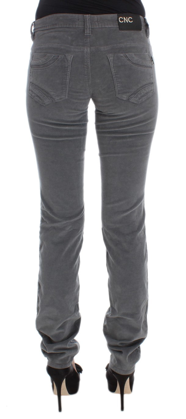 Costume National Graue Baumwolle Super Slim Corduroys Jeans
