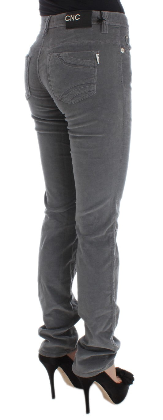 Costume National Graue Baumwolle Super Slim Corduroys Jeans