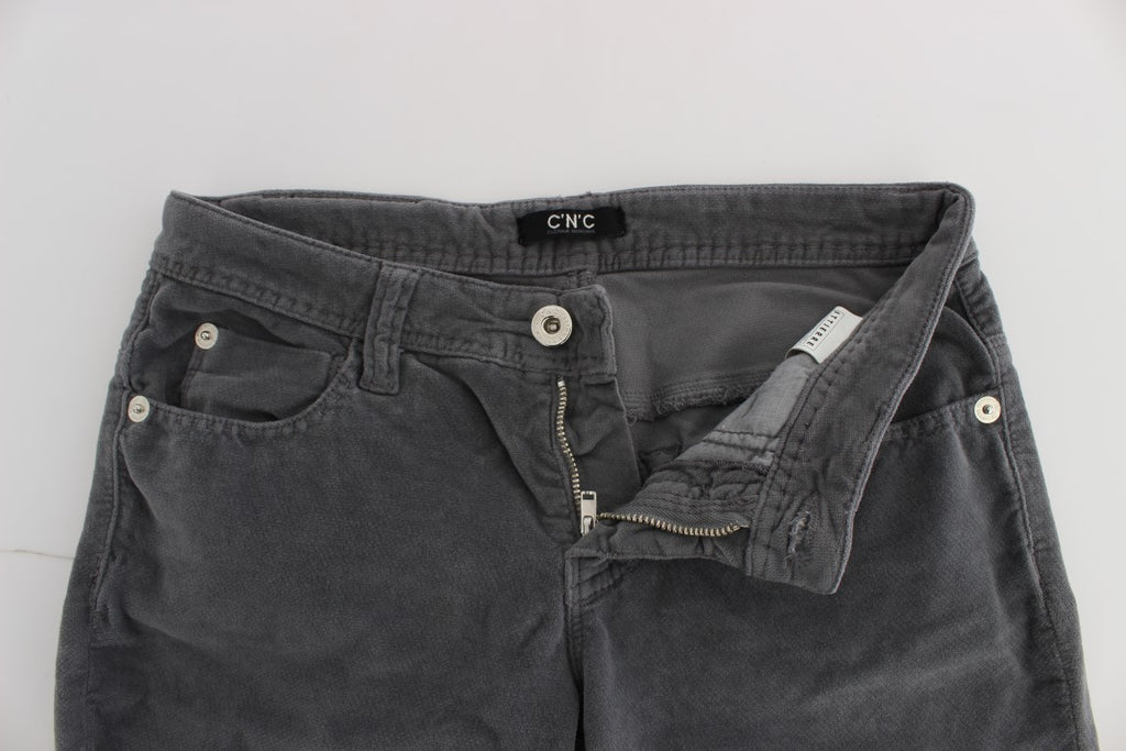 Costume National Graue Baumwolle Super Slim Corduroys Jeans