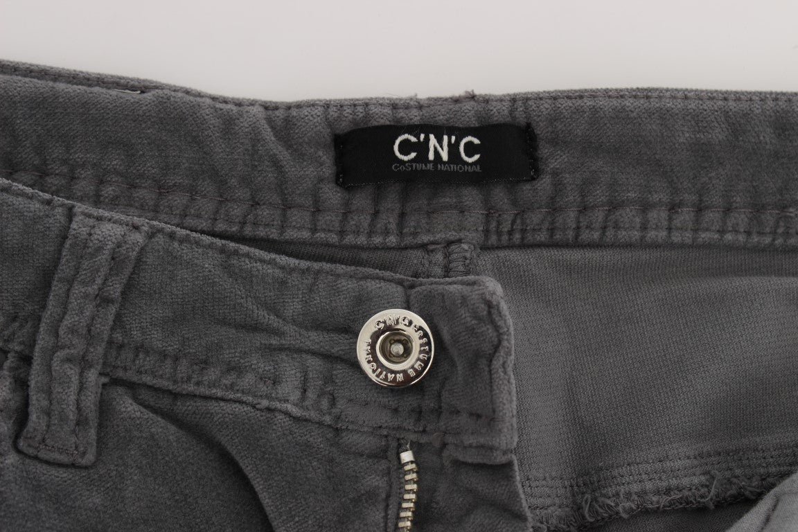 Costume National Graue Baumwolle Super Slim Corduroys Jeans