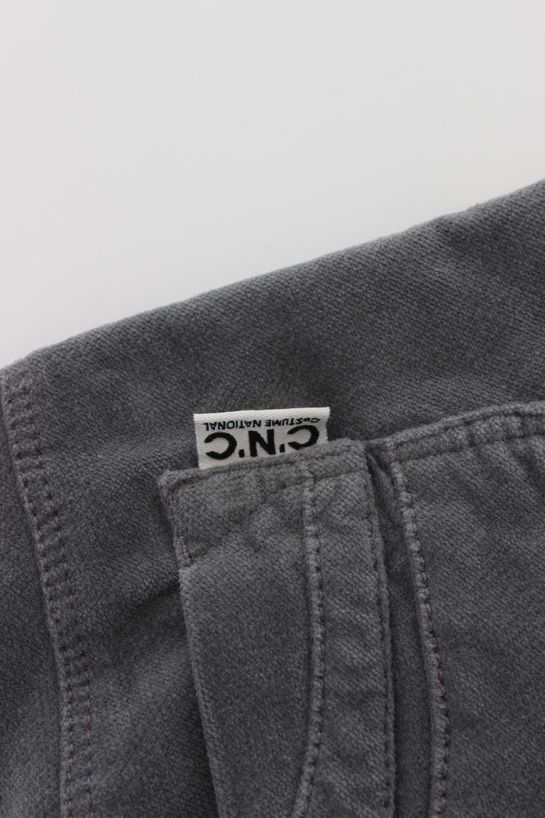 Costume National Graue Baumwolle Super Slim Corduroys Jeans