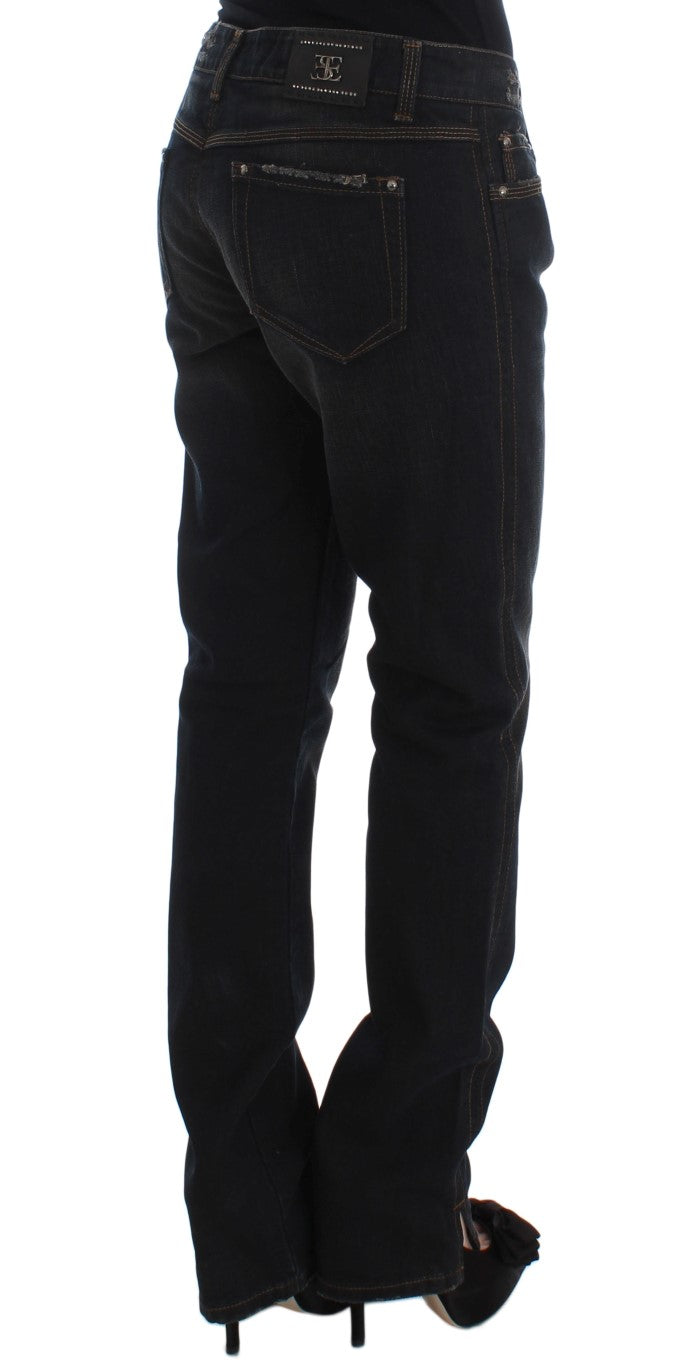 Ermanno Scervino Boyfriend Jeans aus Baumwolle mit blauer Waschung