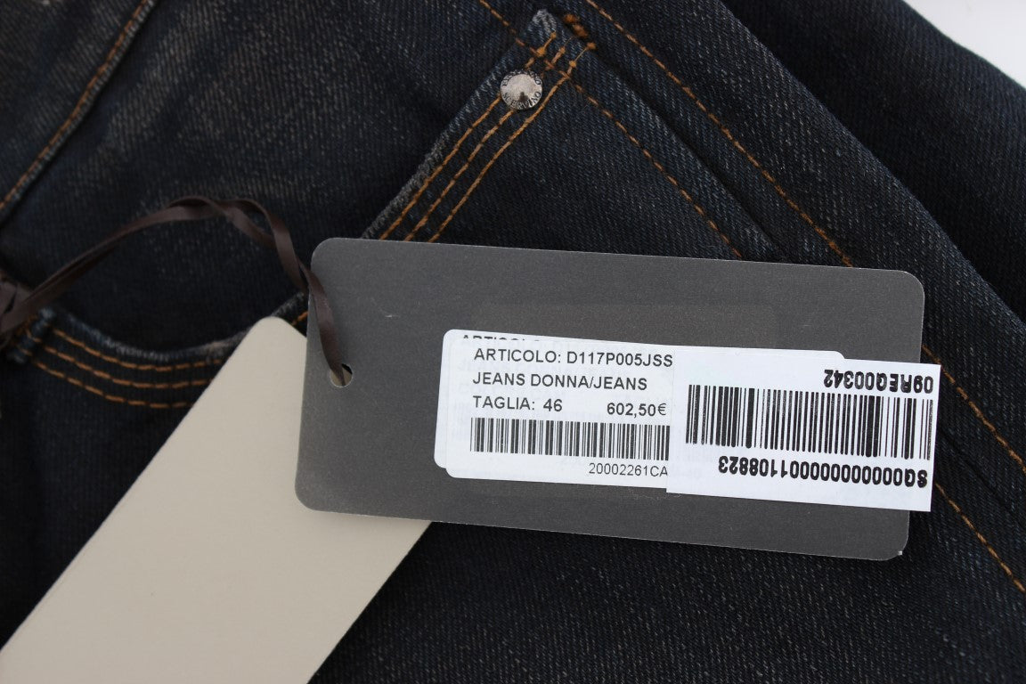 Ermanno Scervino Boyfriend Jeans aus Baumwolle mit blauer Waschung