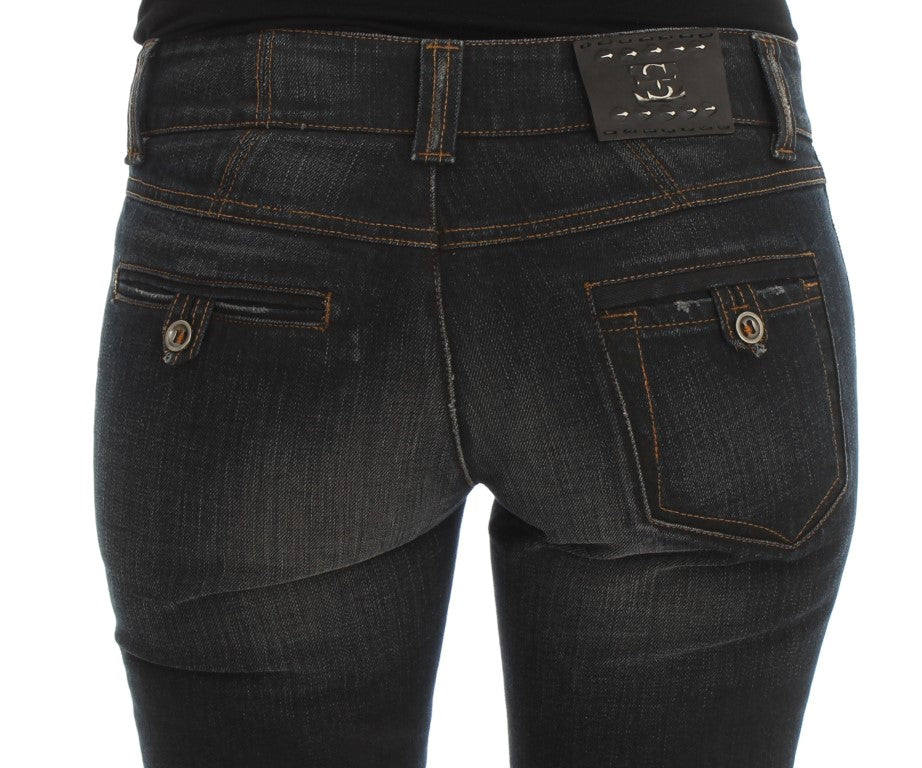 Ermanno Scervino Blaue Waschung Baumwolle Slim Fit Jeans