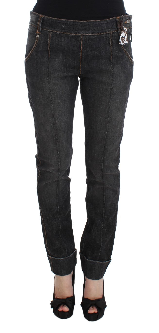 Ermanno Scervino Graue Slim Fit Denim-Jeans aus Baumwolle