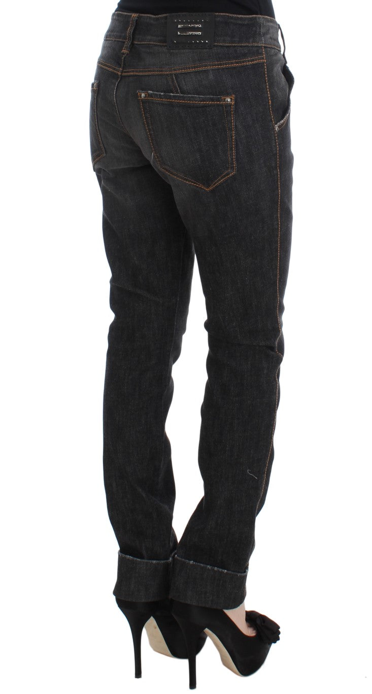 Ermanno Scervino Graue Slim Fit Denim-Jeans aus Baumwolle