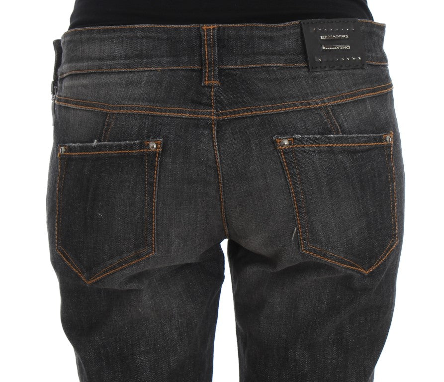 Ermanno Scervino Graue Slim Fit Denim-Jeans aus Baumwolle