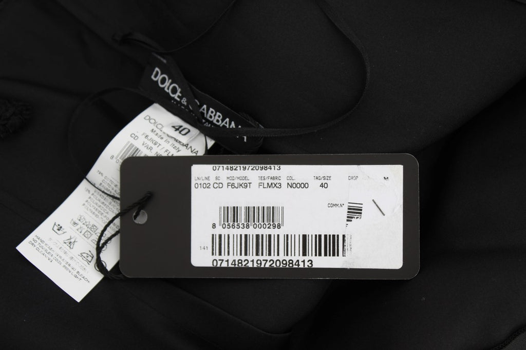 Dolce & Gabbana Schwarzes geblümtes knielanges Spitzen-Shift-Kleid