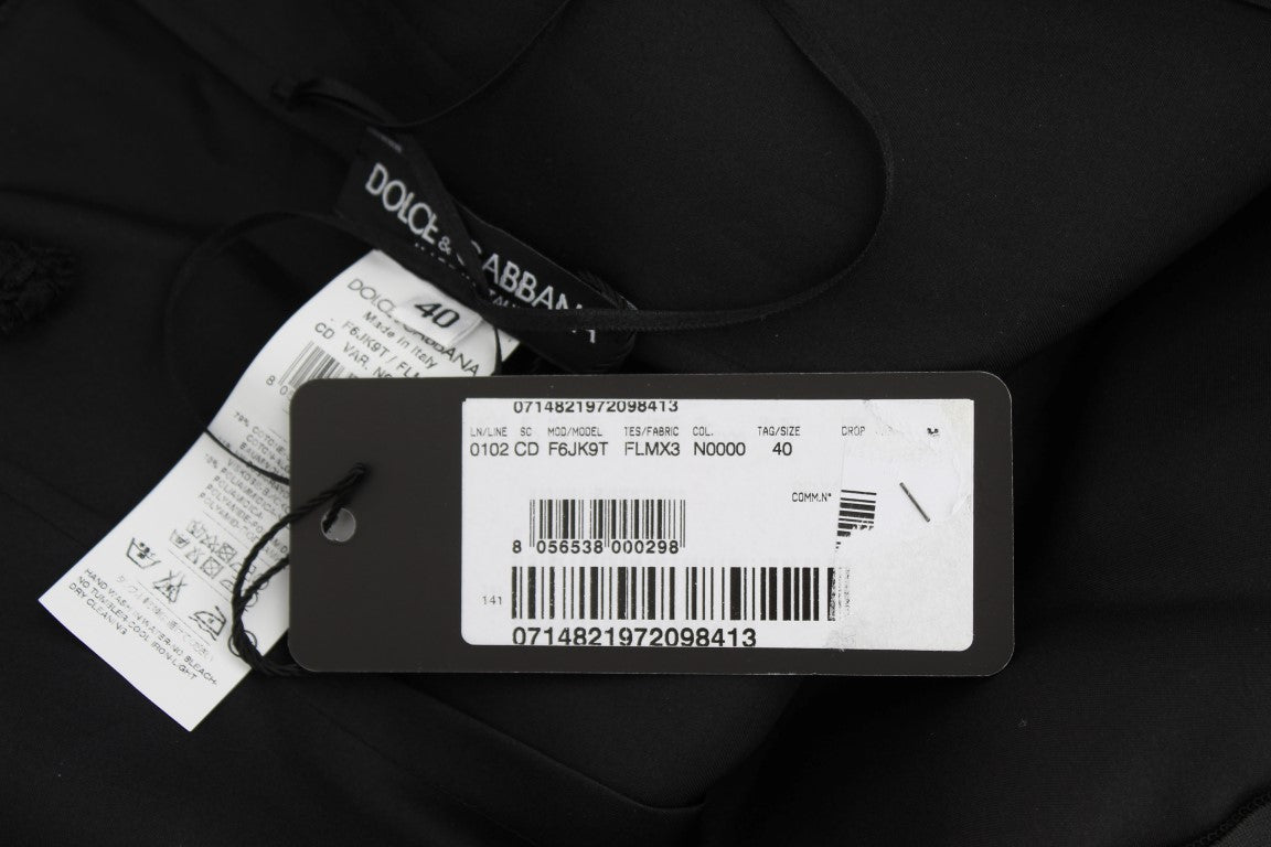 Dolce & Gabbana Schwarzes geblümtes knielanges Spitzen-Shift-Kleid