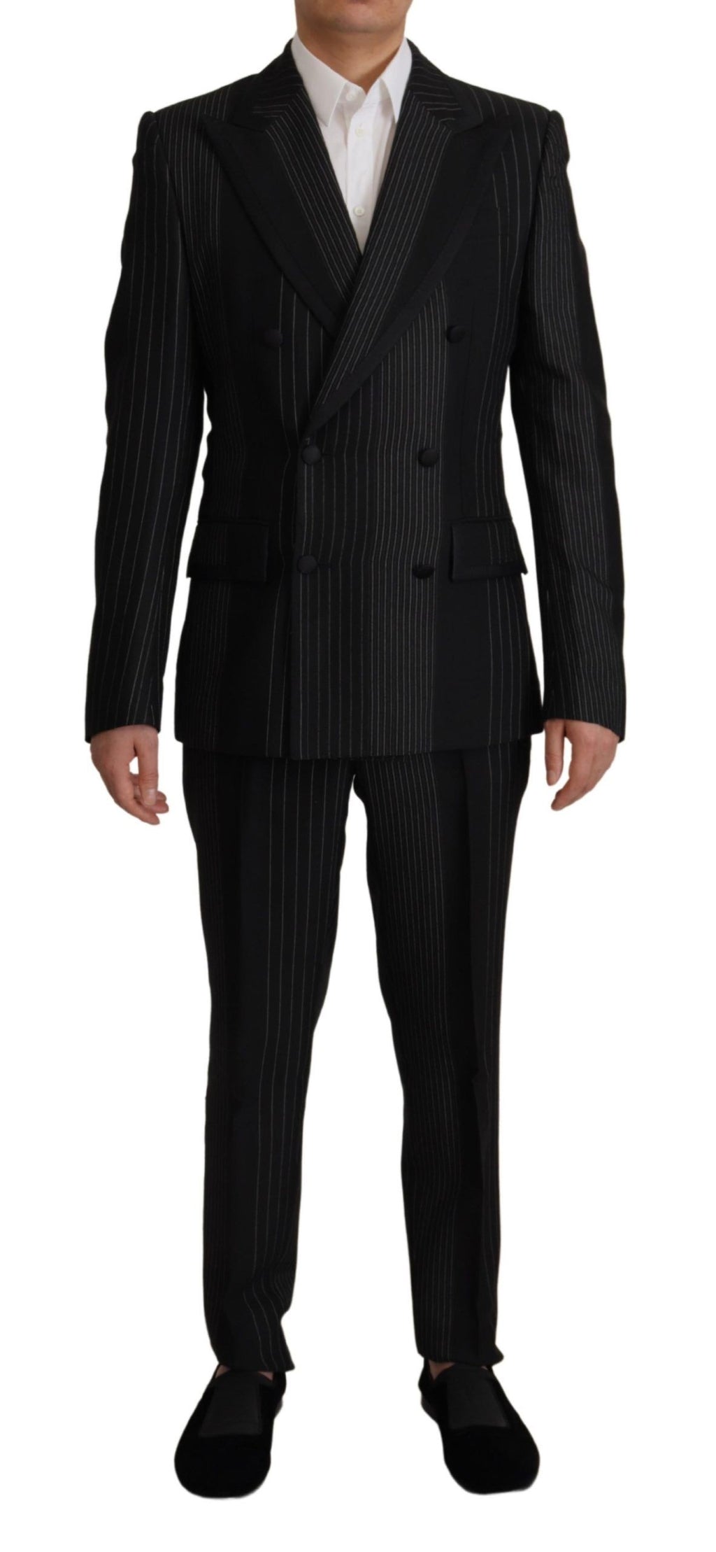 Dolce & Gabbana Schwarz gestreift Rayon Formal 2 Stück Anzug