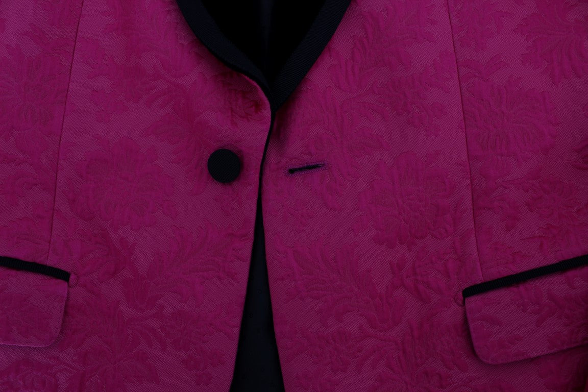 Dolce & Gabbana Rosa Brokatjacke mit Blumenmuster und schmalem Blazer