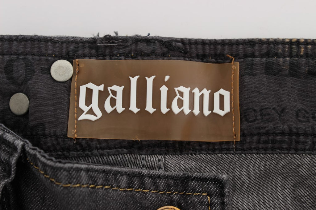 John Galliano Graue Waschung Baumwollmischung Slim Fit Stretch Jeans