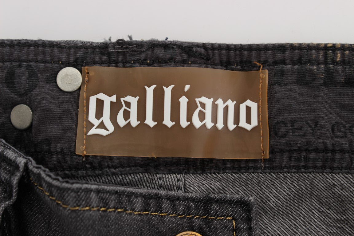 John Galliano Graue Waschung Baumwollmischung Slim Fit Stretch Jeans