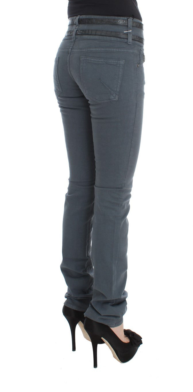 John Galliano Blaue Baumwollmischung Slim Fit Jeans mit hoher Taille