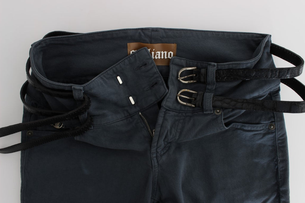 John Galliano Blaue Baumwollmischung Slim Fit Jeans mit hoher Taille